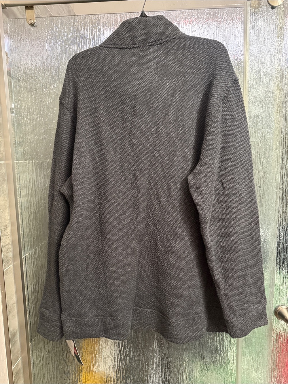 Quiksilver Men's Charcoal 1/4 Button-Up Shawl Collar Sweater - Picture 3 of 4